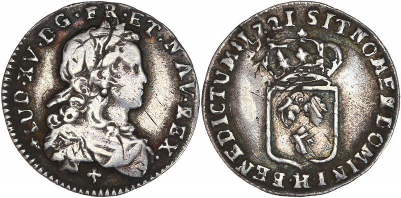 Louis XV (1715-1774) - Argent - Douzième d'écu de France 
1721 H - La Rochelle. ...