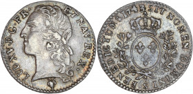 Louis XV (1715-1774) - Argent - Dixième d'écu au bandeau 
1743 S - Reims.
A/ LUD XV D G FR ET NAV REX,
Buste de Louis XV à gauche.
R/ SIT NOMEN DOMINI...