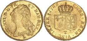 Louis XVI (1774-1792) - Or - Double louis d'or à la tête nue 
1786 T - Nantes.
A/ LUD XVI D G FR ET NAV REX,
Tête nue de Louis XVI à gauche.
R/ CHRS R...