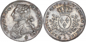 Louis XVI (1774-1792) - Argent - Cinquième d'écu aux branches d'olivier 
1780 A - Paris.
A/ LUD XVI D G FR ET NAV REX, 
Buste de Louis XVI à gauche.
R...