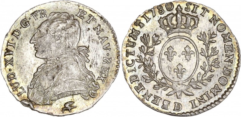Louis XVI (1774-1792) - Argent - Dixième d'écu aux branches d'olivier
1780 D - ...