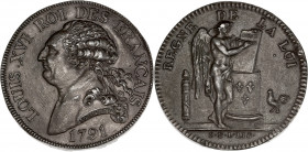Constitution (1791-1792) - Étain bronzé - Épreuve de l'écu de 6 livres FRANÇOIS
Hors concours Lorthioir. 
A/ LOUIS XVI ROI DES FRANÇAIS,
Tête de Louis...