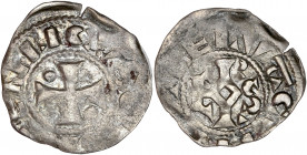 Picardie - Evêché de Beauvais - Henri de France - Ar - Obole.
A/ HENRICVS EPS,
Croix cantonnée de deux besants. 
R/BELVACENSIS,
Monogramme Carolin.
12...