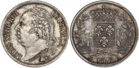 Louis XVIII (1814 - 1824) - Argent - 1/2 Franc 
1823 A - Paris.
A/ LOUIS XVIII ROI DE FRANCE,
Buste de Louis XVIII à gauche. 
R/ 1/2 - F / 1823,
Écu d...
