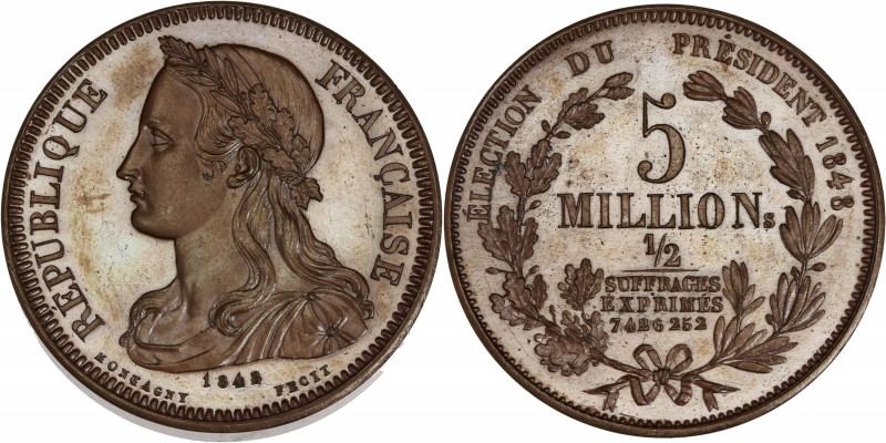 IIeme République (1848 - 1852) - Cuivre - Essai module de 5 Francs Montagny
1848...