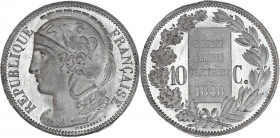 IIeme République (1848 - 1852) - Étain - Essai concours de 10 centimes Dieudonné
1848.
A/ RÉPUBLIQUE FRANÇAISE,
Buste de la République à gauche. 
R/ 1...