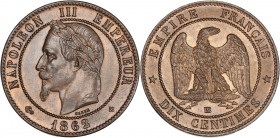Napoléon III (1852 - 1870) - Bronze - 10 centimes tête laurée
1862 BB - Strasbourg. 
A/ NAPOLÉON III EMPEREUR 1862,
Tête laurée à gauche.
R/ EMPIRE FR...