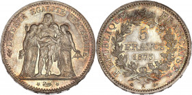 IIIème République (1870 - 1940) - Argent - 5 Francs Hercule 
1875 A - Paris.
A/ LIBERTE EGALITE FRATERNITE, 
Hercule debout de face avec la justice et...