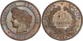 IIIème République (1870 - 1940) - Bronze - 10 centimes Cérès 
1871 A - Paris.
A/ REPUBLIQUE FRANÇAISE 1871,
Tête de Cérès à gauche. 
R/ LIBERTE EGALIT...