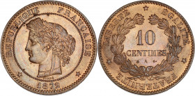IIIème République (1870 - 1940) - Bronze - 10 centimes Cérès 
1872 A - Paris.
A/ REPUBLIQUE FRANÇAISE 1872,
Tête de Cérès à gauche. 
R/ LIBERTE EGALIT...