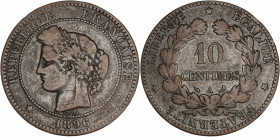IIIème République (1870 - 1940) - Bronze - 10 centimes Cérès 
1896 A - Paris- Torche.
A/ REPUBLIQUE FRANÇAISE 1896,
Tête de Cérès à gauche. 
R/ LIBERT...