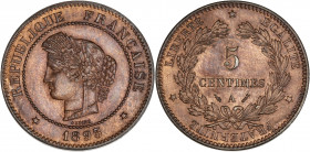 IIIème République (1870 - 1940) - Bronze - 5 centimes Cérès 
1893 A - Paris.
A/ REPUBLIQUE FRANÇAISE 1893,
Tête de Cérès à gauche.
R/ LIBERTE EGALITE ...
