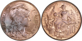 IIIème République (1870 - 1940) - Bronze - 10 Centimes Dupuis 
1912. 
A/ REPUBLIQUE FRANÇAISE,
Buste de la Liberté à droite.
R/ LIBERTE EGALITE FRATER...