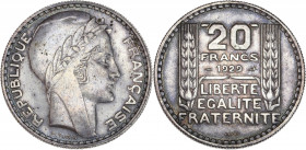 IIIème République (1870 - 1940) - Bronze-Alu Argenté - Essai 20 Francs Turin 
1929.
A/ REPUBLIQUE FRANÇAISE, 
Tête à droite de la République.
R/ 20 FR...
