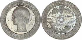 IIIème République (1870 - 1940) - Maillechort - Concours de 5 Francs Vezien petit module 
1933.
A/ REPUBLIQUE FRANÇAISE, 
Tête à gauche de la républiq...