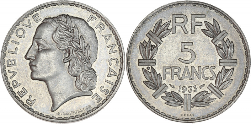 IIIème République (1870 - 1940) - Nickel - Concours de 5 Francs Lavrillier 
1933...