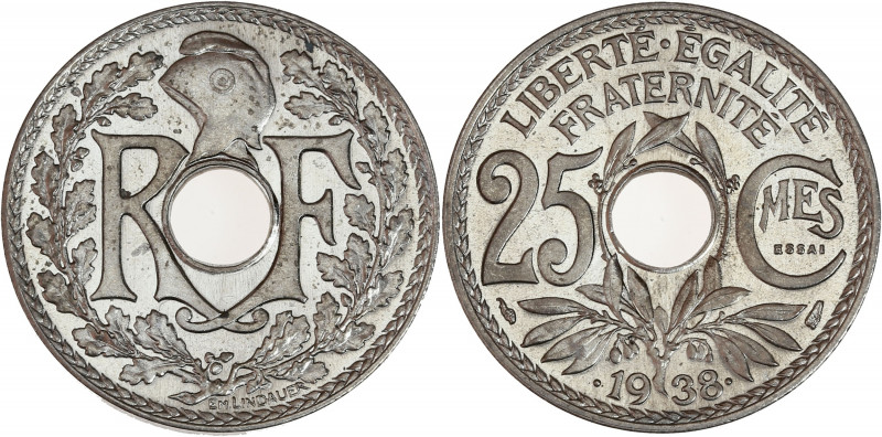 IIIème République (1870 - 1940) - Maillechort - Essai 25 centimes Lindauer
1938....