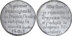 Deuxième République (1848-1852) - Médaille Lamartine.
A/ Légende sur 6 lignes. 
R/Légende sur 6 lignes. 
Référence: Coll /
Étain.
40.23mm - 50.04g -SU...