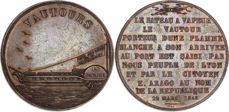 Deuxième République (1848-1852) - Le bateau à vapeur Le Vautour. 
A/ Inscription...
