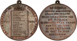 Deuxième République (1848-1852) - Médaille Appel du peuple aux représentants du département du Rhône. 
A/ Légende circulaire: REPRESENTANTS DU PEUPLE ...