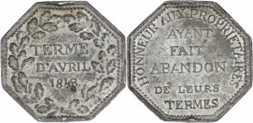 Deuxième République (1848-1852) - Médaille Honneur aux propriétaires ayant fait abandon de leurs termes.
A/ TERME / D'AVRIL / 1848 dans une couronne d...