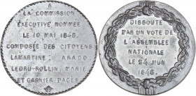 Deuxième République (1848-1852) - Médaille de Ie chute de la Commission exécutive du 10 mai 1848
A/ Champs sur 7 lignes.
R/ DISSOUTE / PAR UN VOTE DE ...