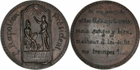 Deuxième République (1848-1852) - Médaille Louis-Napoléon Bonaparte élu président de la République. 
A/ L. Napoléon président, REPUBLIQUE / FRANÇAISE....