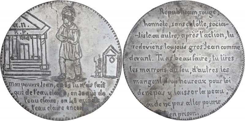 Deuxième République (1848-1852) - Médaille mon pauvre Jean. 
A/ Dans un champ; u...