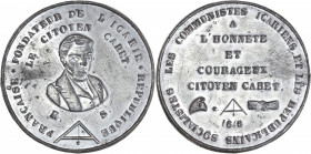 Deuxième République(1848-1852) - Médaille du citoyen Etienne Cabet. 
A/ FONDATEUR DE L’ICARIE * REPUBLIQUE FRANÇAISE;
buste de trois quart, exergue: C...