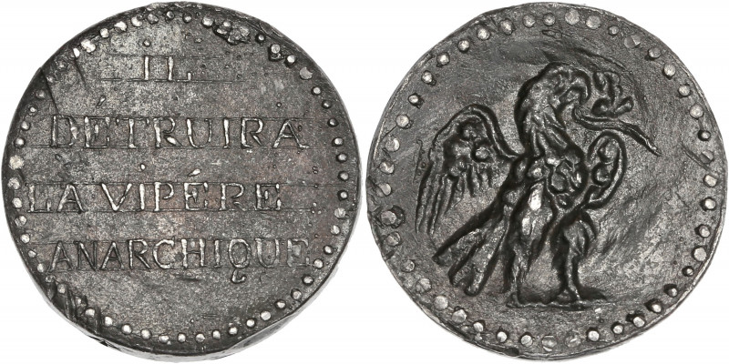 Deuxième République (1848-1852) - Médaille Il détruira la vipère anarchique
A/ I...