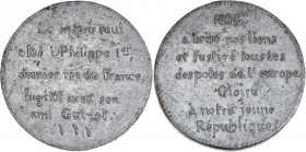 Deuxième République (1848-1852) - Médaille Victoire de la République sur la royauté.
A/ Légende sur sept lignes, grènetis.
R/ Inscription sur cinq lig...