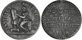 Deuxième République (1848-1852) - Médaille de l'instruction publique. 
A/ Légende circulaire; INSTRUCTION PUBLIQUE, figure antique assise, écrivant su...