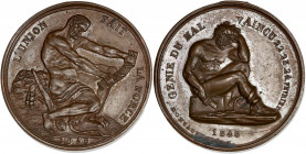 Deuxième République (1848-1852) - Médaille Génie du mal vaincu.
A/ L'UNION - FAIT - LA FORCE ; exergue; 1848, Hercule assis à droite sur sa léonté, sa...