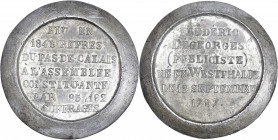 Deuxième République (1848-1852) - Médaille Frédéric Degeorges élu à l'Assemblée Constituante. 
A/ Inscription sur six lignes; FREDERIC / DEGEORGES / (...