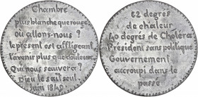 Deuxième République (1848-1852) - Médaille "Qui nous sauvera ?", juin 1849
A/ Légende de 7 lignes entourée de grènetis. 
R/ Légende de 8 lignes entour...