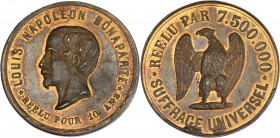 Second Empire (1852-1870) - NAPOLÉON III réélu par 7500 000. 
A/ LOUIS NAPOLÉON BONAPARTE ☆ RÉELU POUR 10 ANS ☆, tête de Louis Napoléon Bonaparte à ga...