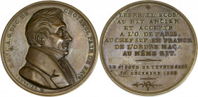 Suprême Conseil - Choiseul.
Bronze.
A/ S.Sie C.A.G DUC DE / CHOISEUL. PAIR DE FRCE; buste à droite du comte de Choiseul en bourgeais; signé PEUVRIER F...