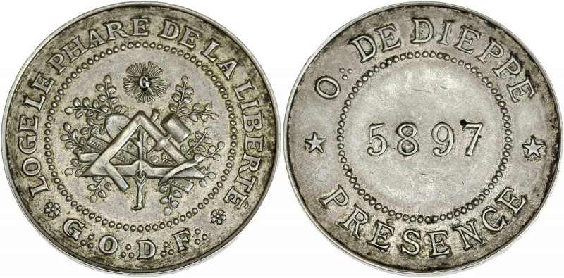 Orient de Dieppe - Le Phare de la Liberté.
Étain.
A/ LOGE LE PHARE DE LA LIBERTÉ...