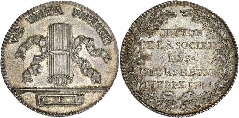 Orient de Dieppe - Les Coeurs Réunis.
Argent.
A/ En cinq lignes dans une couronn...