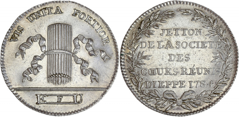 Orient de Dieppe - Les Coeurs Réunis.
Argent.
A/ En cinq lignes dans une couronn...