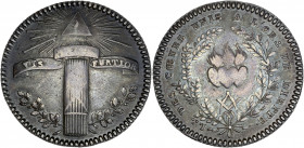 Orient de Dieppe - Les Coeurs Unis.
Argent.
A/ L:.DES.COEURS.UNIS.; dans une couronne d'acacia et de laurier, trois coeurs enflammés, compas et équerr...