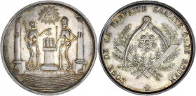 Orient de Rouen - Loge la Parfaite Égalité.
Argent. 
A/ Sans légende, deux squelettes, dont un porte des insignes royaux, et l'autre un bâton et un ni...