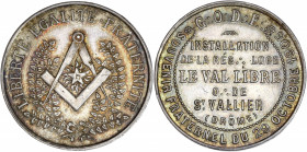 Orient de Saint-Vallier - Loge Le Val Libre. 
Argent. 
A/ LIBERTÉ ÉGALITÉ FRATERNITÉ, équerre et compas entrecroisés autour d'une étoile flamboyante p...