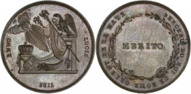 Orient de La Haye - Loge le Berceau du Roi de Rome. 
Bronze. 
A/ BERCEAU DU ROI DE ROME, ORIENT HAYE; dans une couronne de laurier et de chêne : MERIT...