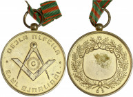 Médaille Banalisée.
Laiton.
A/ Légende circulaire, au centre; équerre compas entrecroisés autour d'une étoile rayonnante portant un G.
R/ Champs réser...