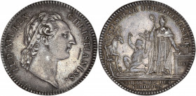 Jeton - Corporation des Fondeurs de Métaux - Argent.
A/ LUD. XVI. REX. CHRISTIANISS, buste de Louis XVI. 
R/ EXEMPLAR PERSEVERENTIÆ, exergue: COMMUNAU...