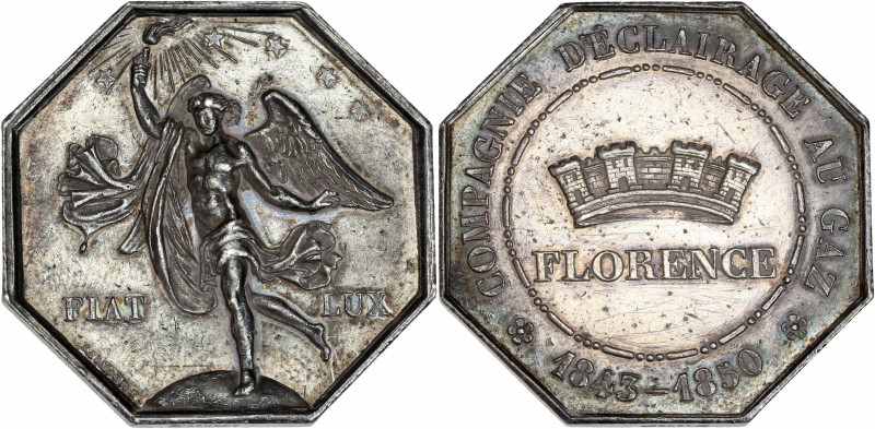 Compagnie d'Éclairage au Gaz - Florence - Argent
Poinçon Main 
A/ FIAT - LUX, 
u...