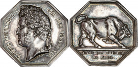Louis Philippe Ier (1830-1848) - Commerce de Boucherie - Argent. 
Poinçon lampe
A/ LOUIS PHILIPPE ROI DES FRANÇAIS, tête de Louis Philippe à gauche. 
...