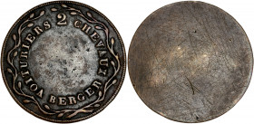 Jeton XIX ème - Bronze - Voitures à deux chevaux Berger.
A/ VOITURE 2 CHEVAUX Berger dans une couronne végétale;
R/ 
26.95mm - 4.4g - TTB.