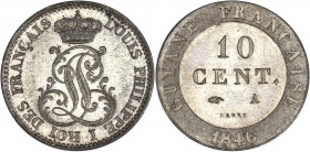 Guyane - Louis philippe I (1830-1848) - Billon - 10 centimes 1846,Paris.
A/ Monogramme formé des lettres L et P, sous une couronne.
R/ Valeur au centr...